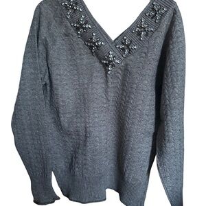 Embellished Gray Sweater